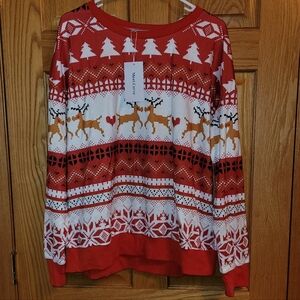 Festive Red and White Holiday Long Sleeve Shirt
